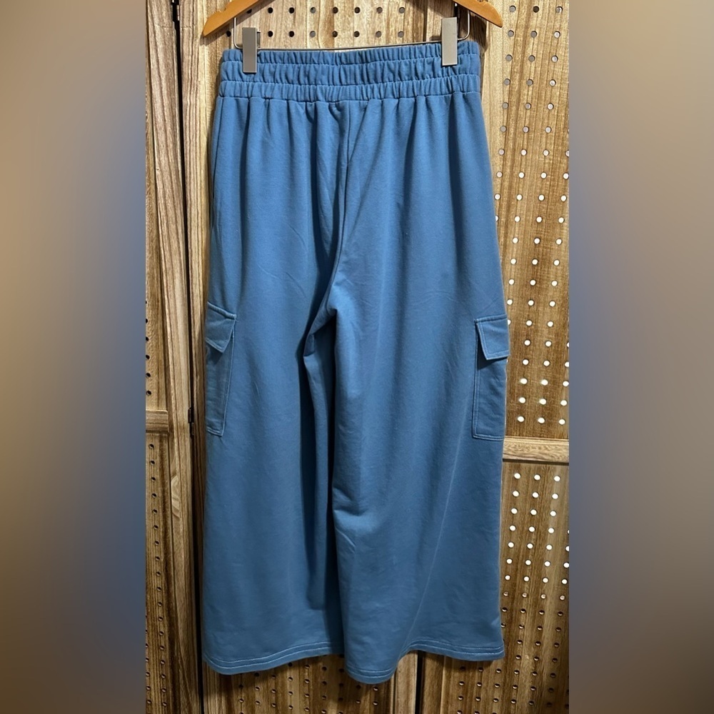 Forever 21 Sky Blue Wide Leg Cargo Pants L - Picture 3 of 5